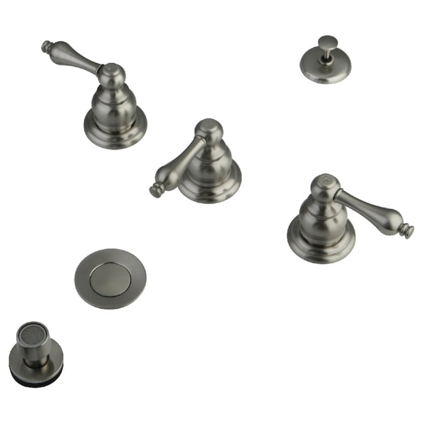 KB308 Victorian Bidet Faucet W/ Brass Pop-Up, Brushed Nickel
